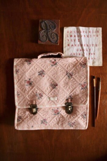 Bonjour Diary School Bag Quilted Pink Garden Flowers