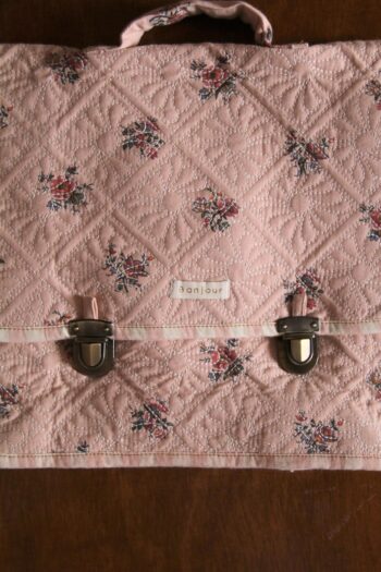 Bonjour Diary Quilted School Bag Pink Garden Flowers