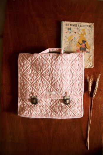 Bonjour Diary School Bag Quilted Pink Check