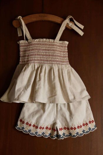 Bonjour Diary Top & Shorts Set Natural Cotton Flax