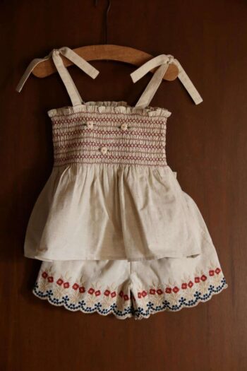 Bonjour Diary Top & Shorts Set Natural Cotton Flax