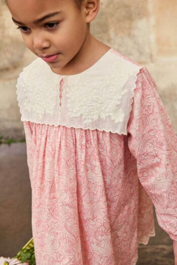 DRESS ARINOLA - PINK MOUNTAIN AVENS collar