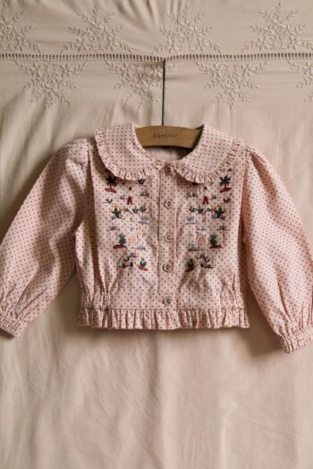 Bonjour Diary Pink Polka Dot Embroidered Blouse