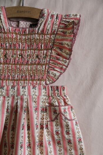 Bonjour Diary Apron Dress Pink Stripe Tapestry Print