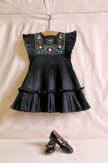 Bonjour Diary Pleated Taffeta Dress Noir