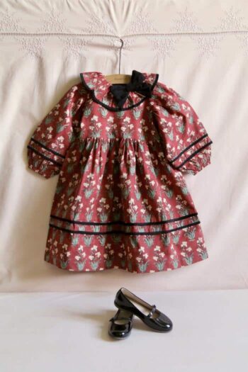 Bonjour Diary Iris Handblock Printed Dress with Removable Bow