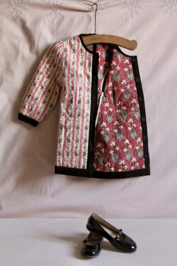 Bonjour Diary Quilted Dress Coat & Scarf Tapestry Pink