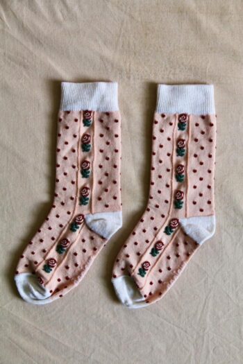 Bonjour Polka Dot & Flower Socks Pink