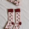 Bonjour Flower Socks with Hair Bow ~ Red Pink