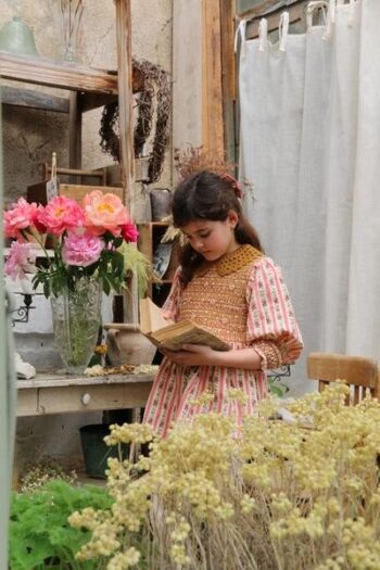 Alternative view of Bonjour Diary Pink Hand Smocked Blouse With Crochet Collar