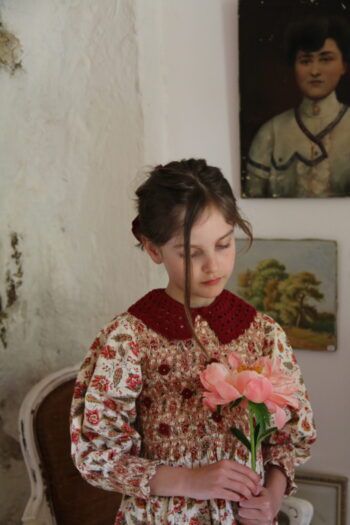 Alternative view of Bonjour Diary Aline Hand Smocked Blouse With Crochet Collar (Size 8)