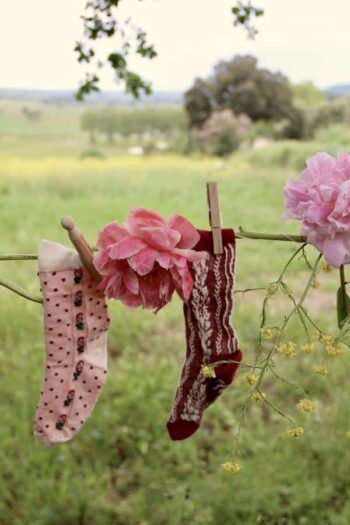 Bonjour Polka Dot & Flower Socks Pink