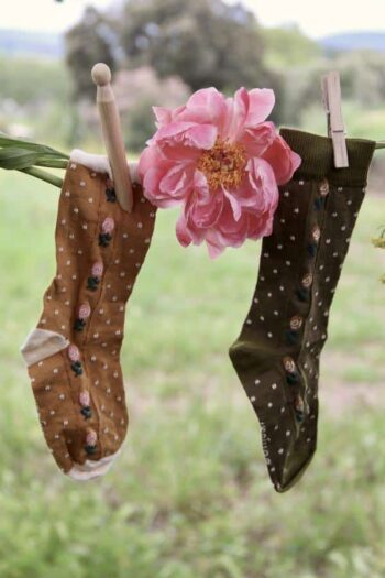 Alternative view of Bonjour Polka Dot & Flower Socks Red