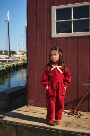 Misha & Puff Corduroy Long Sleeve Zora Jumpsuit Garnet 2