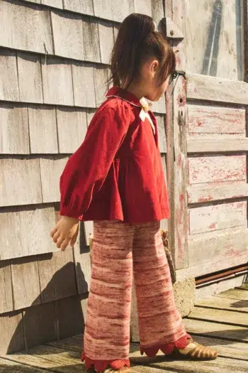 Misha & Puff Corduroy Zora Blouse with scalloped pants prairie rose