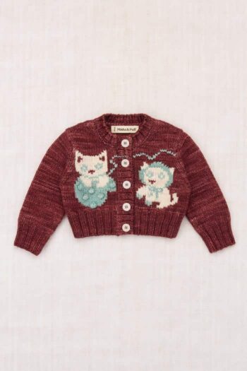 Misha & Puff Baby Three Little Kittens Cardigan - Madder Root