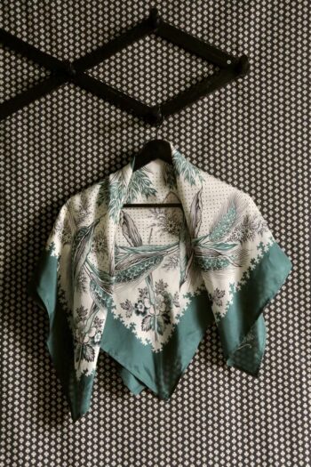 Suranne Diary Large Silk Scarf Provence Green Wheat