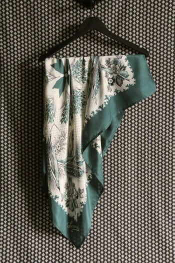 Suranne Diary Large Silk Scarf Provence Green Wheat