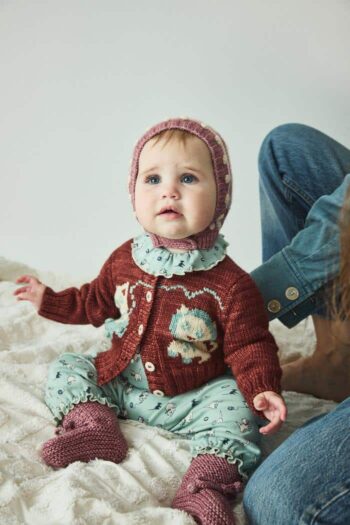 Misha & Puff Baby Three Little Kittens Cardigan - Madder Root