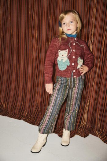 Misha & Puff Three Little Kittens Cardigan - Madder Root