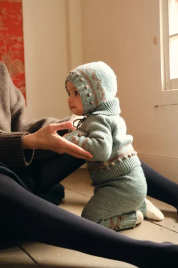 Misha & Puff Baby Zig Zag Bonnet Sage