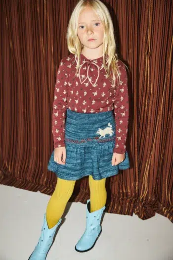 Misha & Puff Kitten Tangle Skirt Blue Smoke on girl