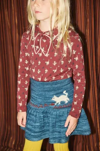 Misha & Puff Kitten Tangle Skirt Blue Smoke merino wool