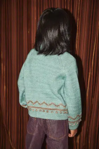 Misha & Puff Zig Zag Cardigan Sage Merino Wool Knit