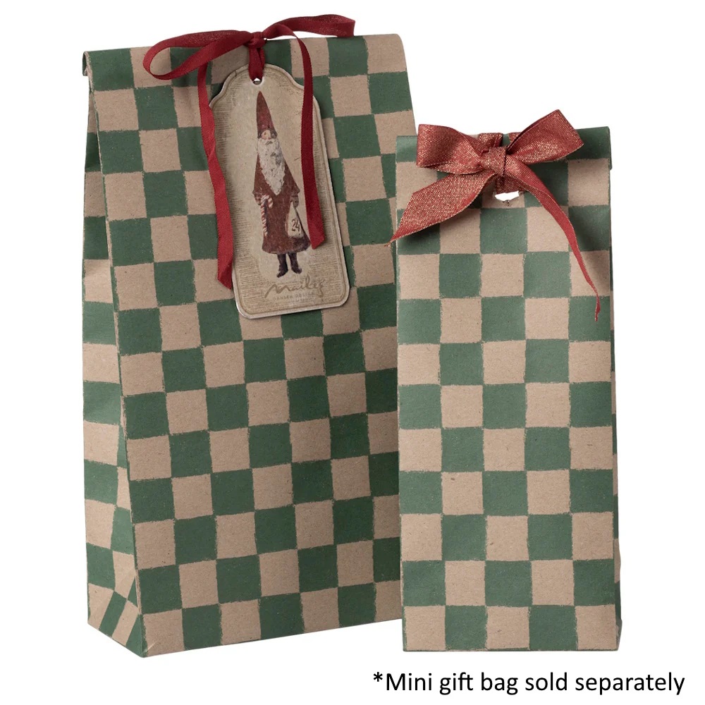 Maileg Gift Bag Checker Green Mini (Pack of 5) 1 Maileg Gift Bag Medium Checker Green