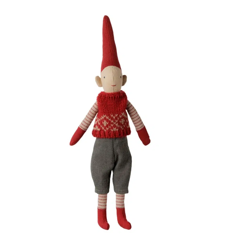 Maileg Pixy Size 1 Boy Red Knitted Vest (Preorder Oct) 1 Maileg Pixy Size 1 Boy Red Knitted Vest