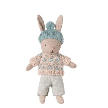 Maileg Winter Rabbit Micro in Sand Mint