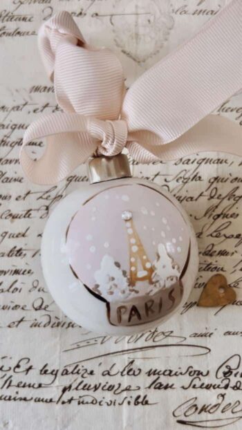 Little French Snow Dome Blush Ribbon