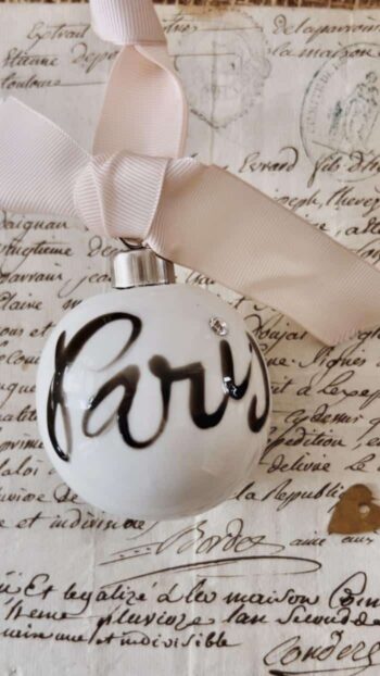 Little French Paris Blush Ribbon Bauble