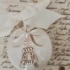 Paris Eiffel Bauble White Ribbon