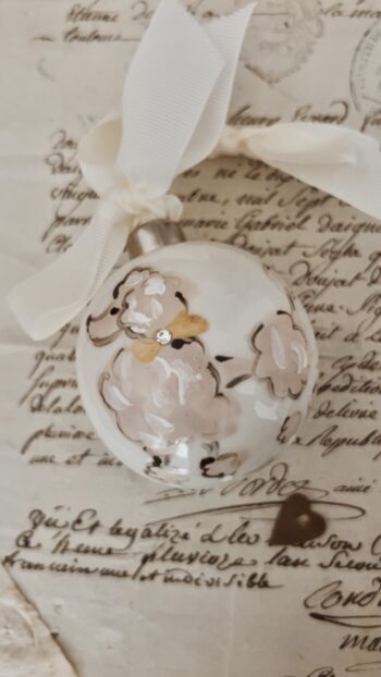 Paris Poodle Bauble White Ribbon