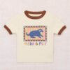 Misha & Puff Dog Collage Ringer Tee Marzipan