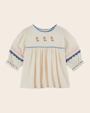 Emile et Ida Blouse Embroidered Cream Flowers