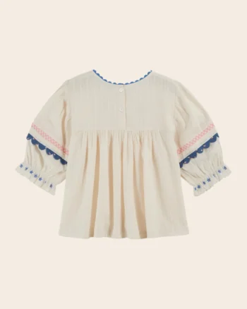 Emile et Ida Blouse Embroidered Cream Flowers