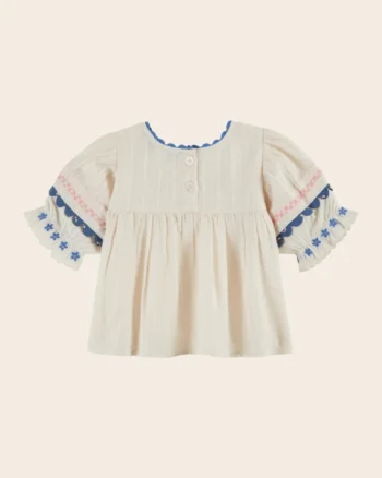 Emile et Ida Blouse Embroidered Cream Flowers
