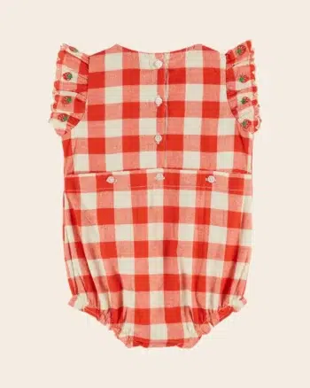 Emile et Ida Combibloomer Embroidered Red Gingham