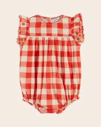 Emile et Ida Combibloomer Embroidered Red Gingham