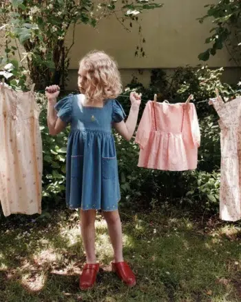 Emile et Ida Dress Embroidered Denim Flowers