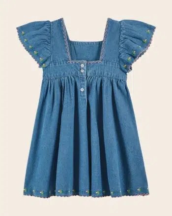 Emile et Ida Dress Embroidered Denim Flowers