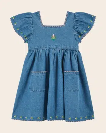 Emile et Ida Dress Embroidered Denim Flowers
