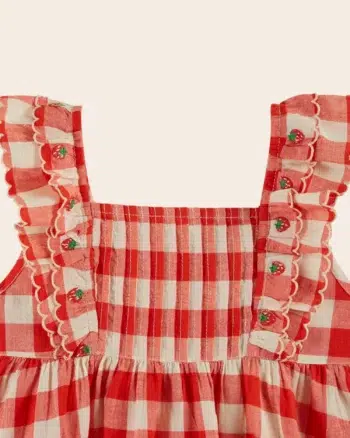 Emile et Ida Dress Embroidered Red Check