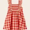 Emile et Ida Dress Embroidered Red Check