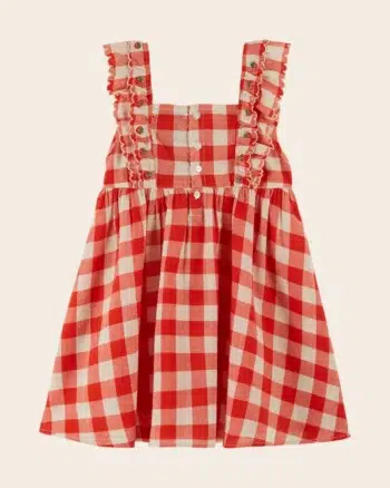 Emile et Ida Dress Embroidered Red Check