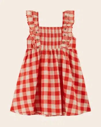 Emile et Ida Dress Embroidered Red Check