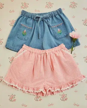 Emile et Ida Shorts Denim Embroidered Pockets