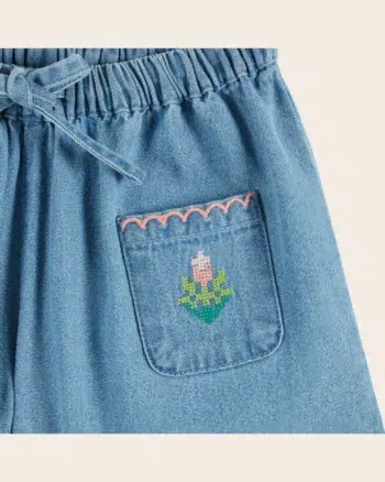 Emile et Ida Shorts Denim Embroidered Pockets